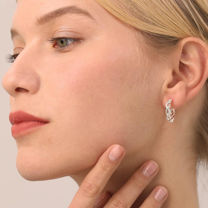 Senteria 925 Sterling Silver Earrings Hoops for Women Lightweight Twisted Hoop Earrings With Cubic Zirconia Hypoallergenic Hoops Earrings (20/30/40/50/60MM) - Image 3